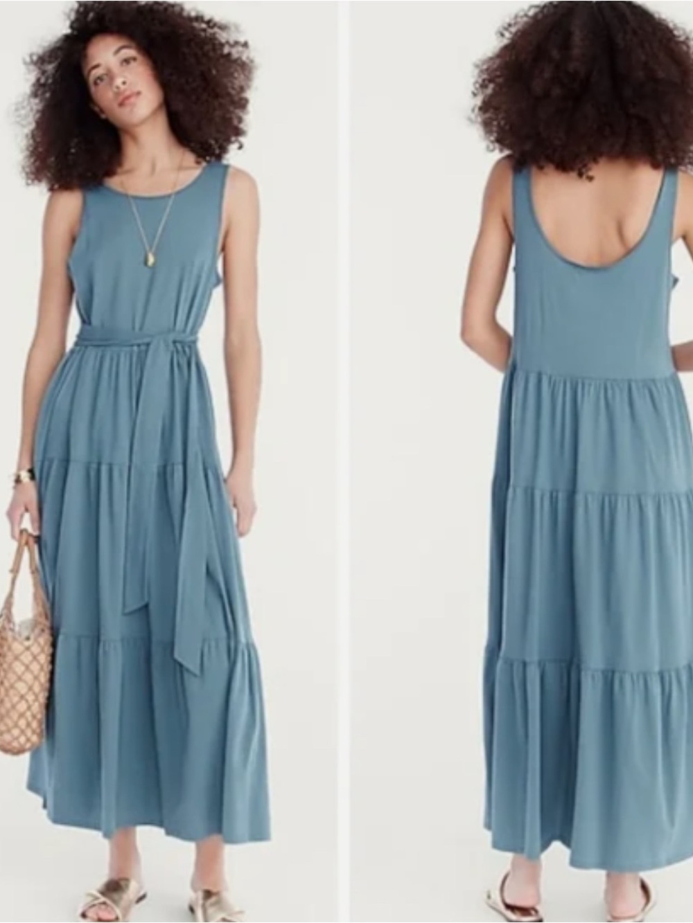 J CREW Broken In Jersey Tiered Maxi Dress
